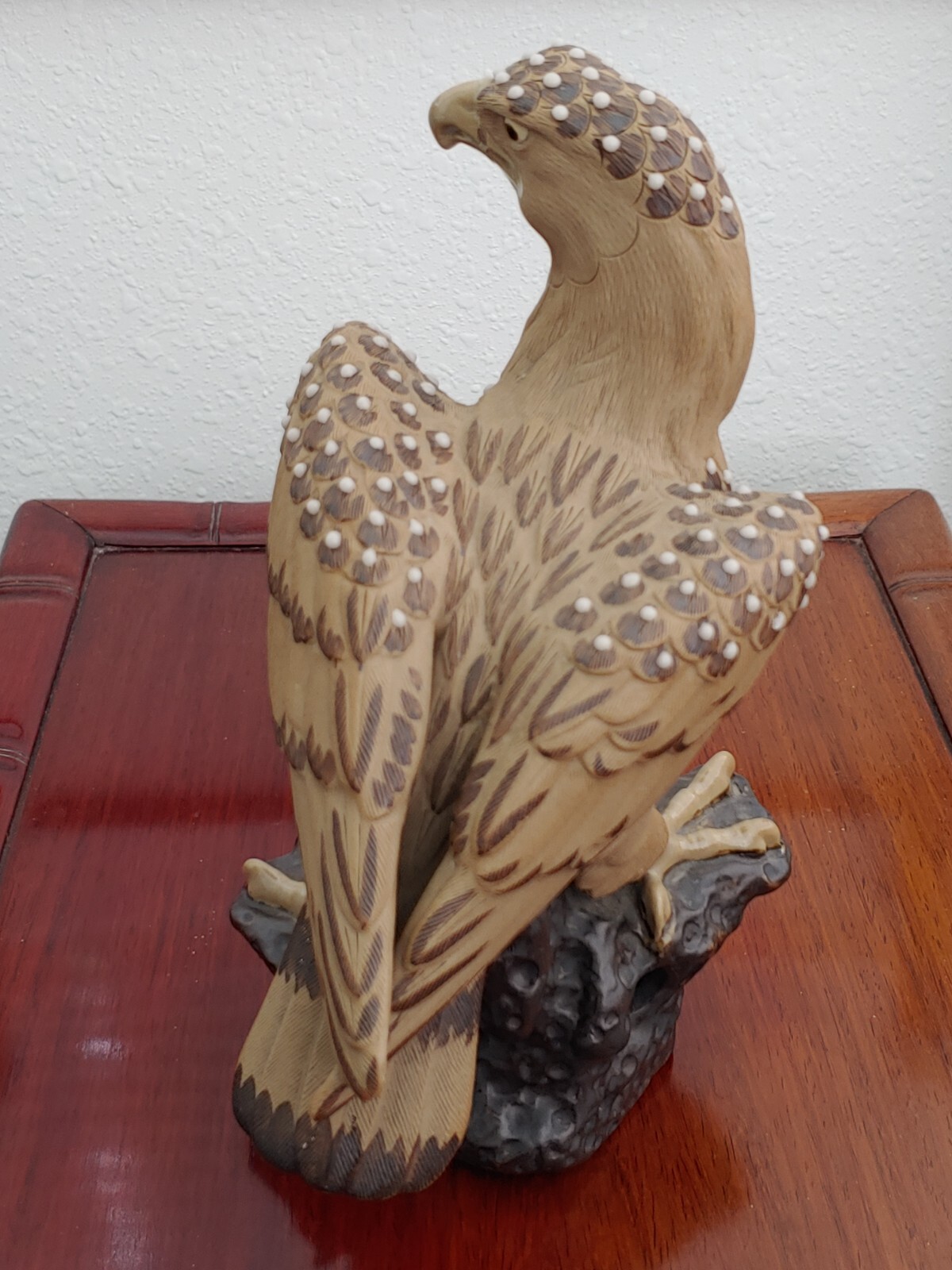紫砂珍珠釉雕塑雄鹰 Vintage Chinese Yixing Purple Clay Zisha Sculpture Eagle Glazed Statue