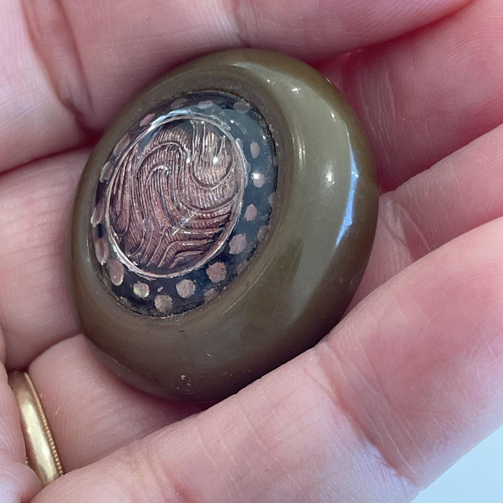 Mixed Material Antique Button 1 1/4”