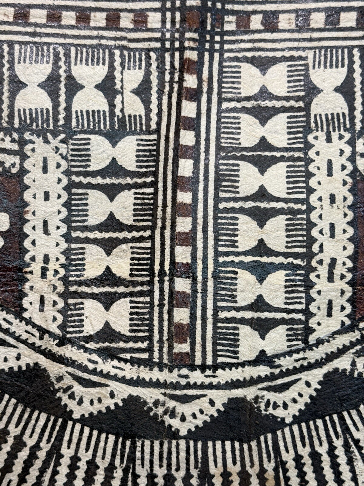 Pacific Islands Samoa Tuvalu Polychrome Bark cloth Floor Mat 20th C Round #3