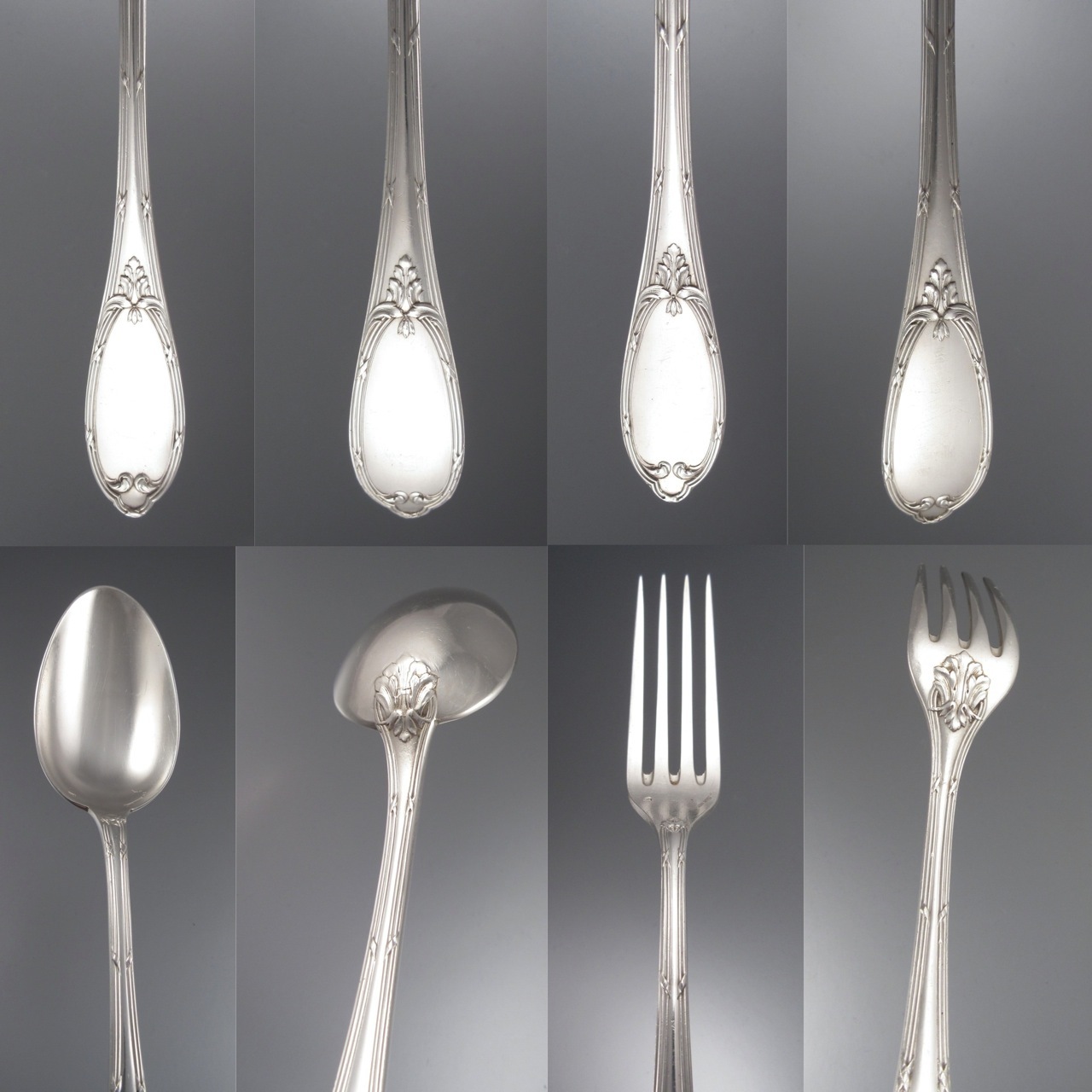 Antique French Silver Plate Flatware Set for Twelve, 25 pcs, Félix Frères