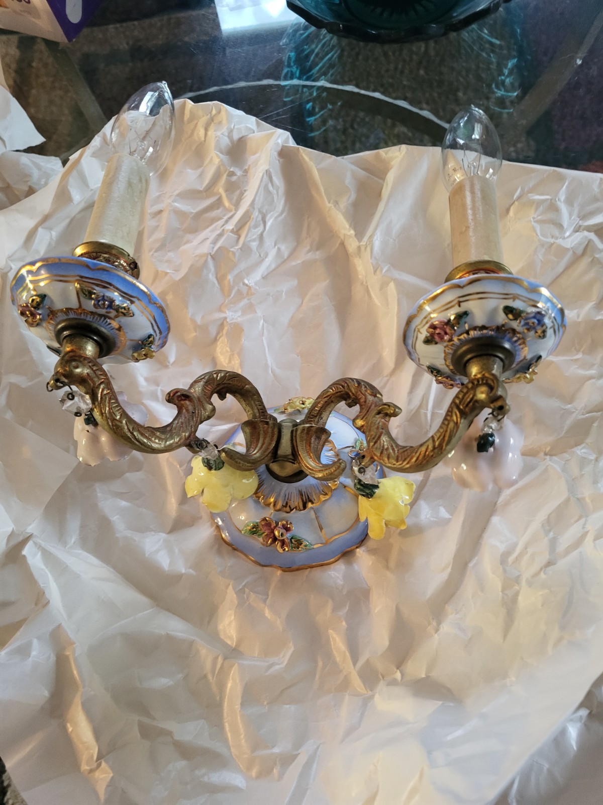 light fixture,Sconce. Italian Capodimonte Style