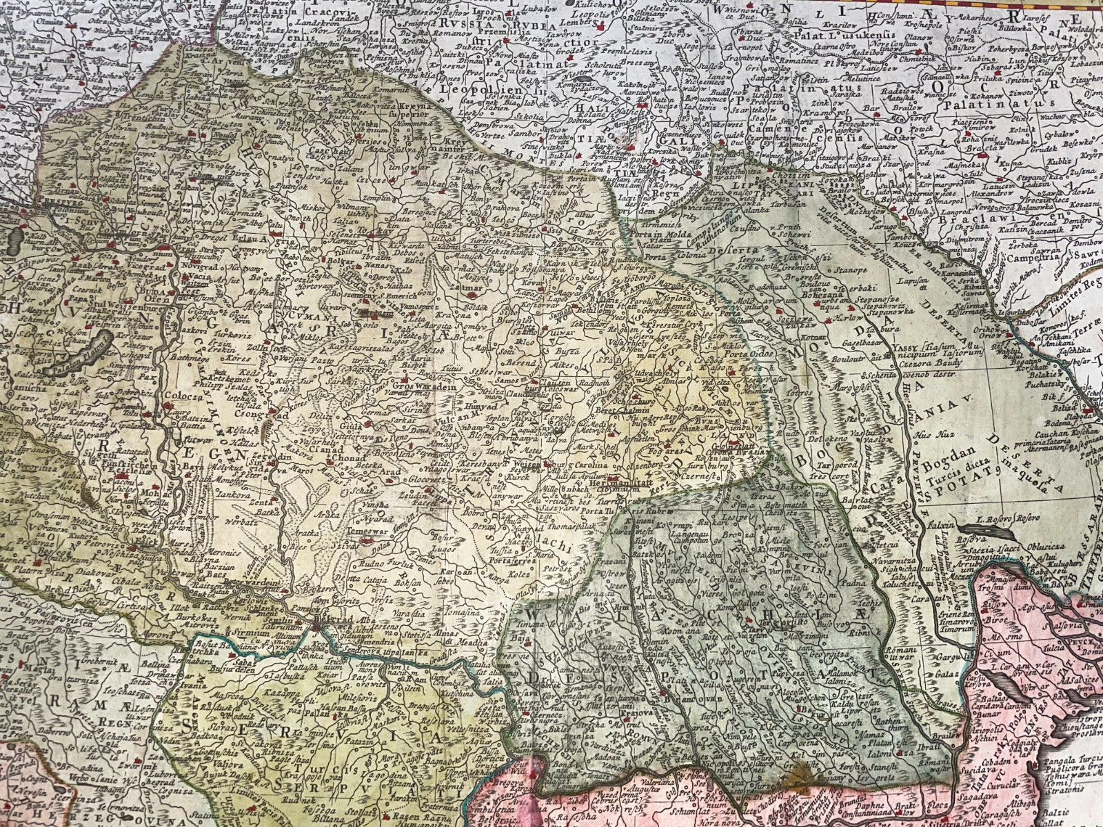 HUNGARY BALKANS DATED 1744 HOMANN HEIRS LARGE ANTIQUE ENGRAVED MAP 18TH CENTURY
