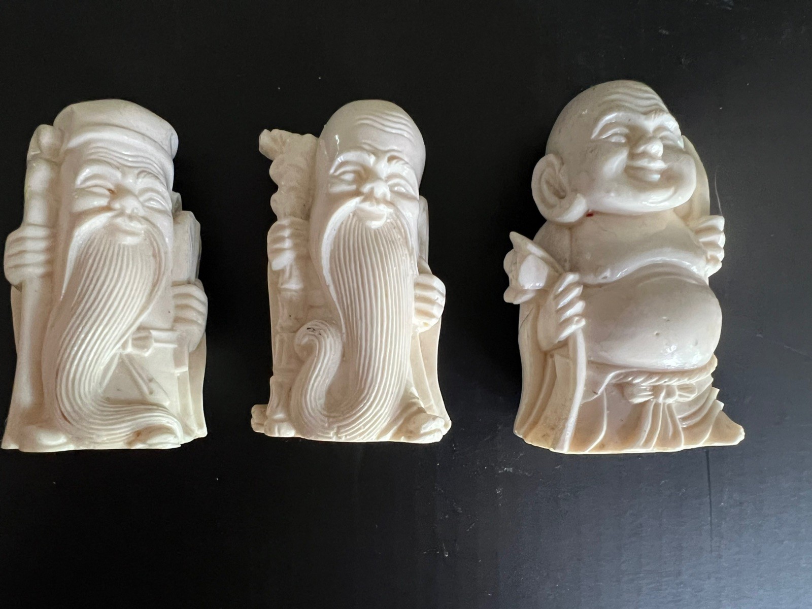 Fu Lu Shou Chinese Resin Figurines 3 Wise Men Longevity Happiness Prosperity Set