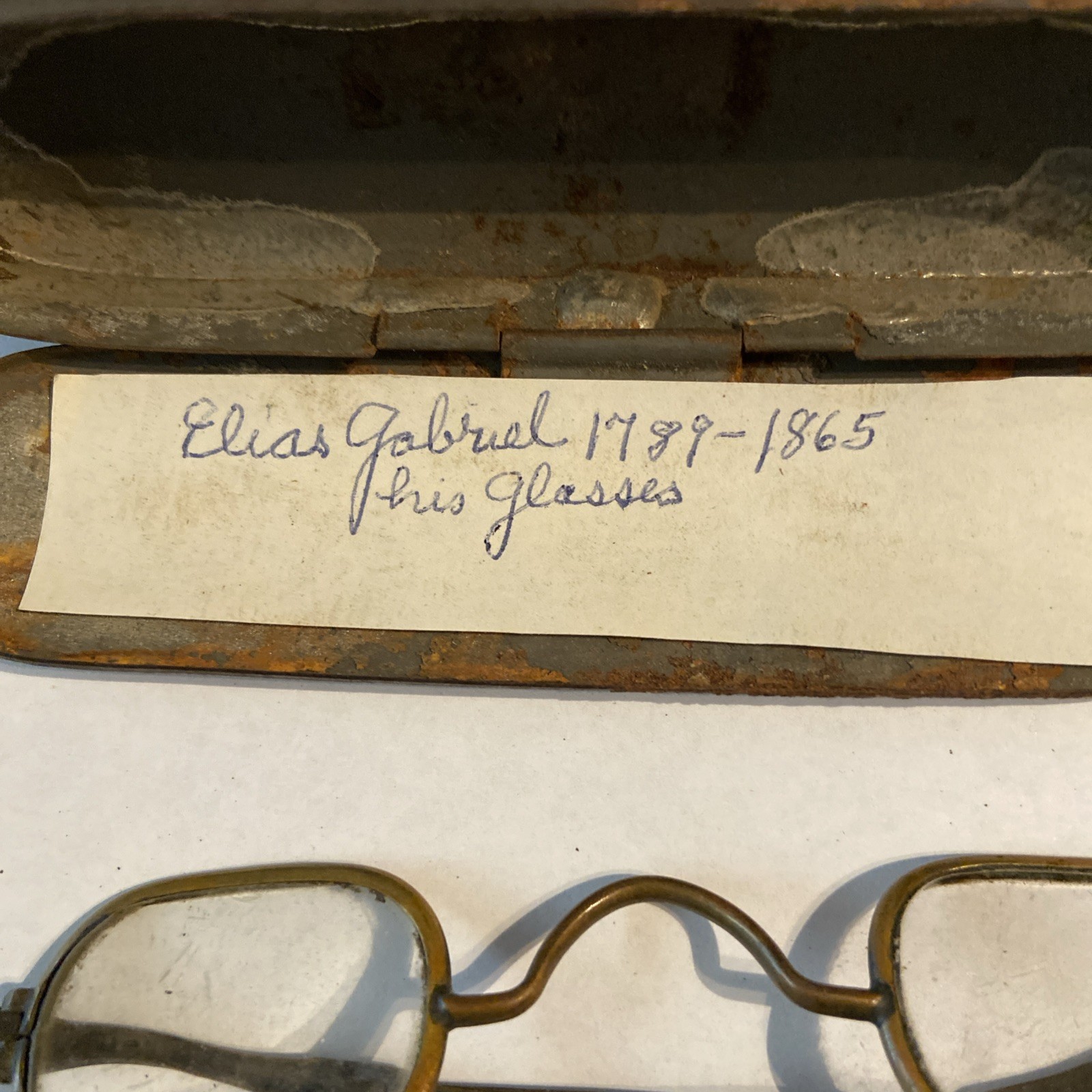 Antique Brass Spectacles Eyeglasses With Case Adjustable Temples