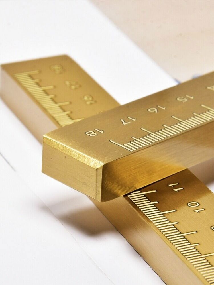 20cm Pure Brass Paperweight Study Creative Calligraphy Ruler Pressing Paper Pair