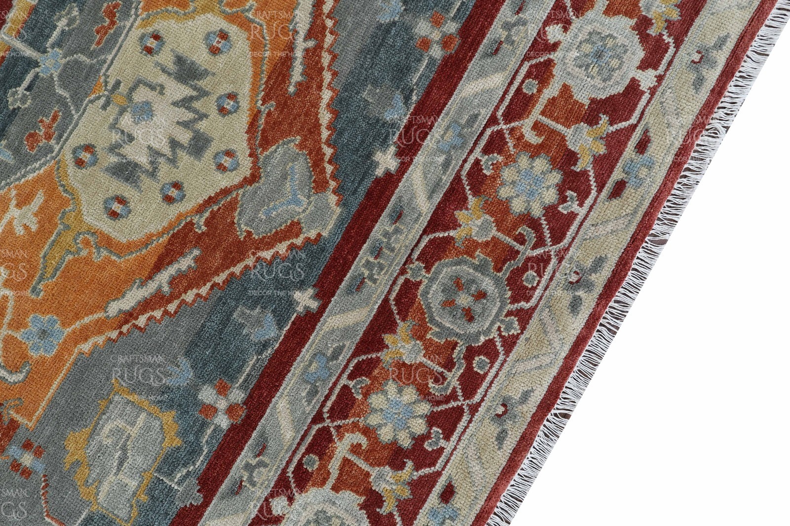 8×10 Orange Hand made Serapi Traditional Area Rugs, Oriental Floor Carpet