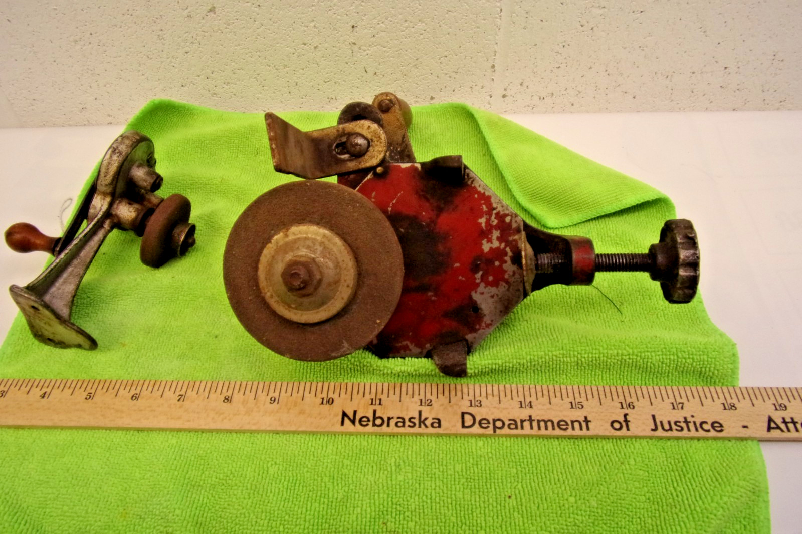 (2) Antique stone grinder DAZEY Sharpit Clamp Style 1930-1950