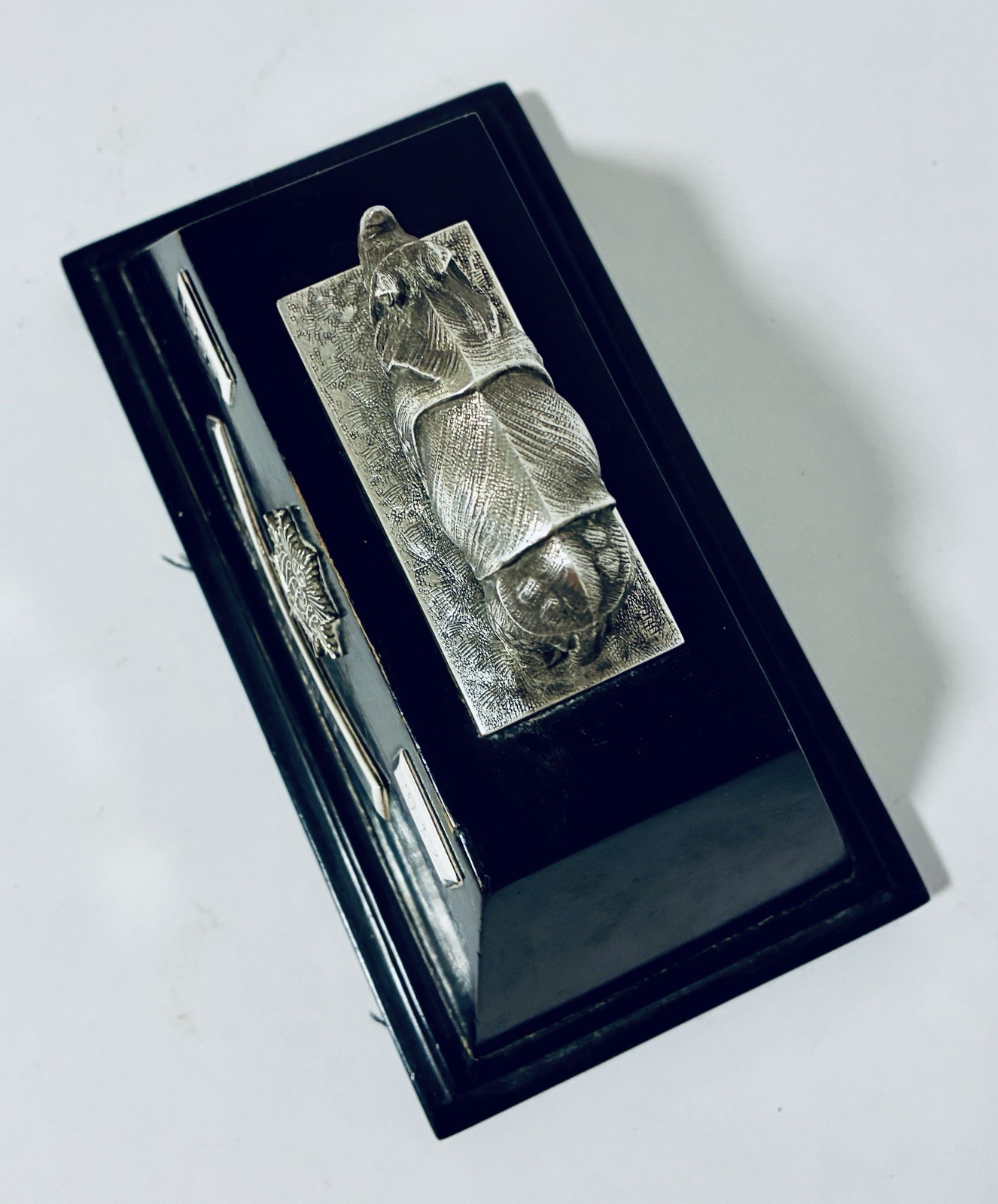 Antique Silver Presentation Trophy Assam Valley Light Horse Indian Rhino