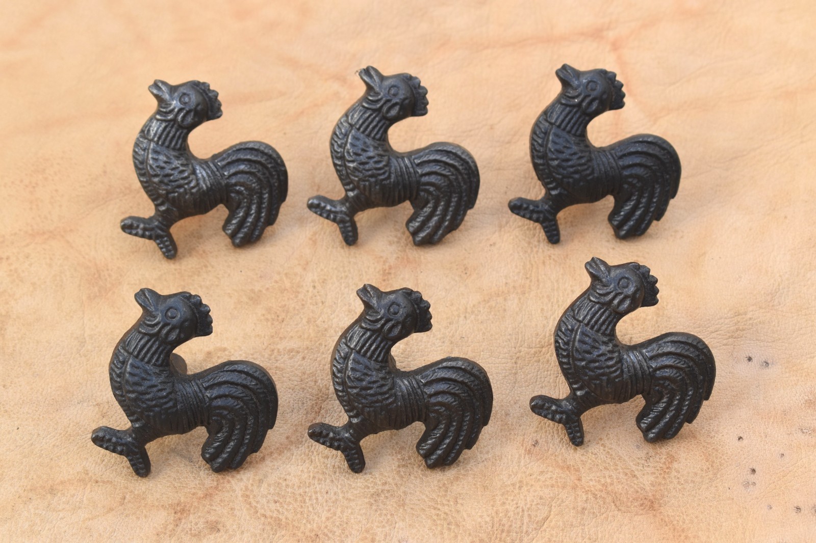 Cabinet Door COCK ROOSTER Cast iron knob Handles Dresser Drawer Pulls 6 pcs lot