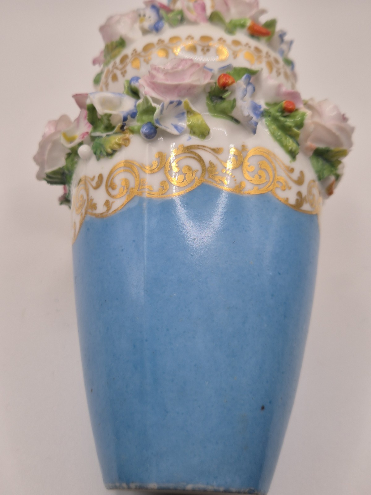 C19th Old Paris Porcelain Flower-encrusted Scent Bottle Marked for Jacob Petit