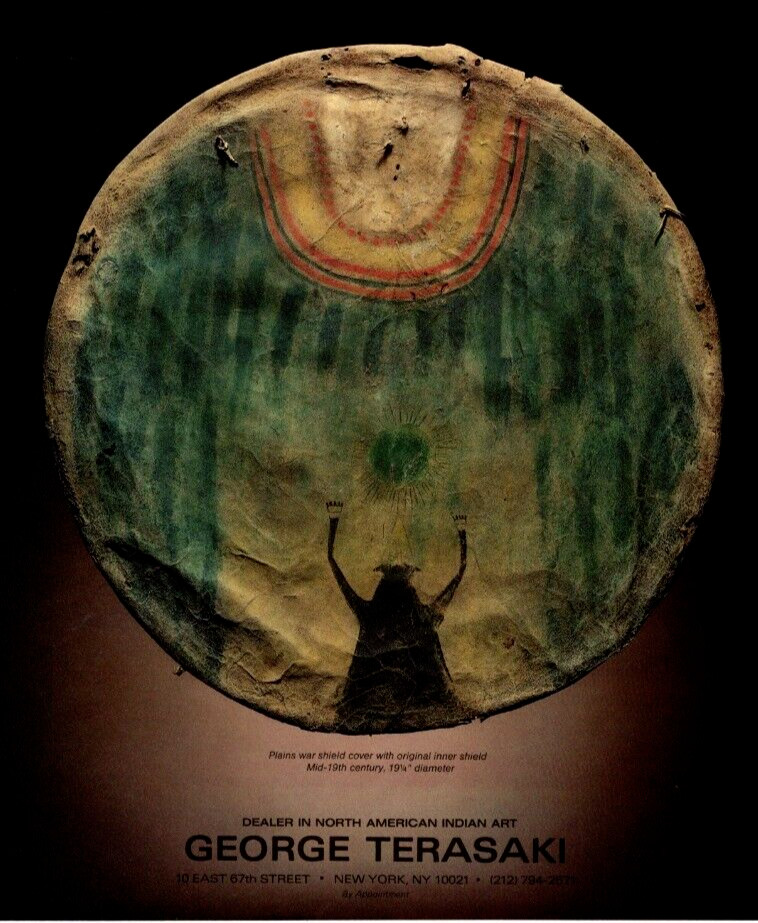 1985 AMERICAN INDIAN WAR SHIELD EXHIBIT PRINT AD GEORGE TERASAK GALLERY PRINT AD