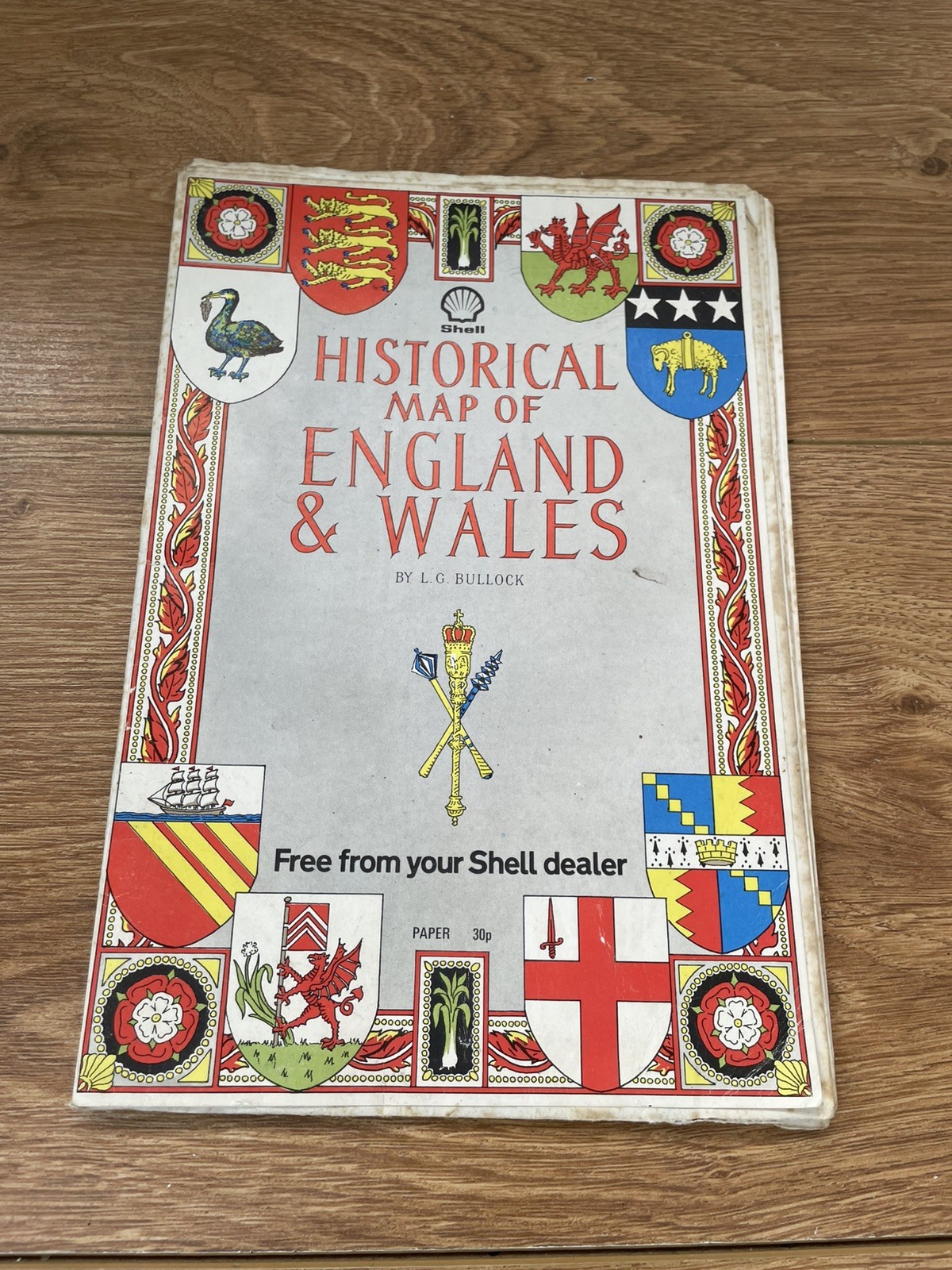 Shell Vintage Historical Map of England and Wales L.G. Bullock 1971 Map