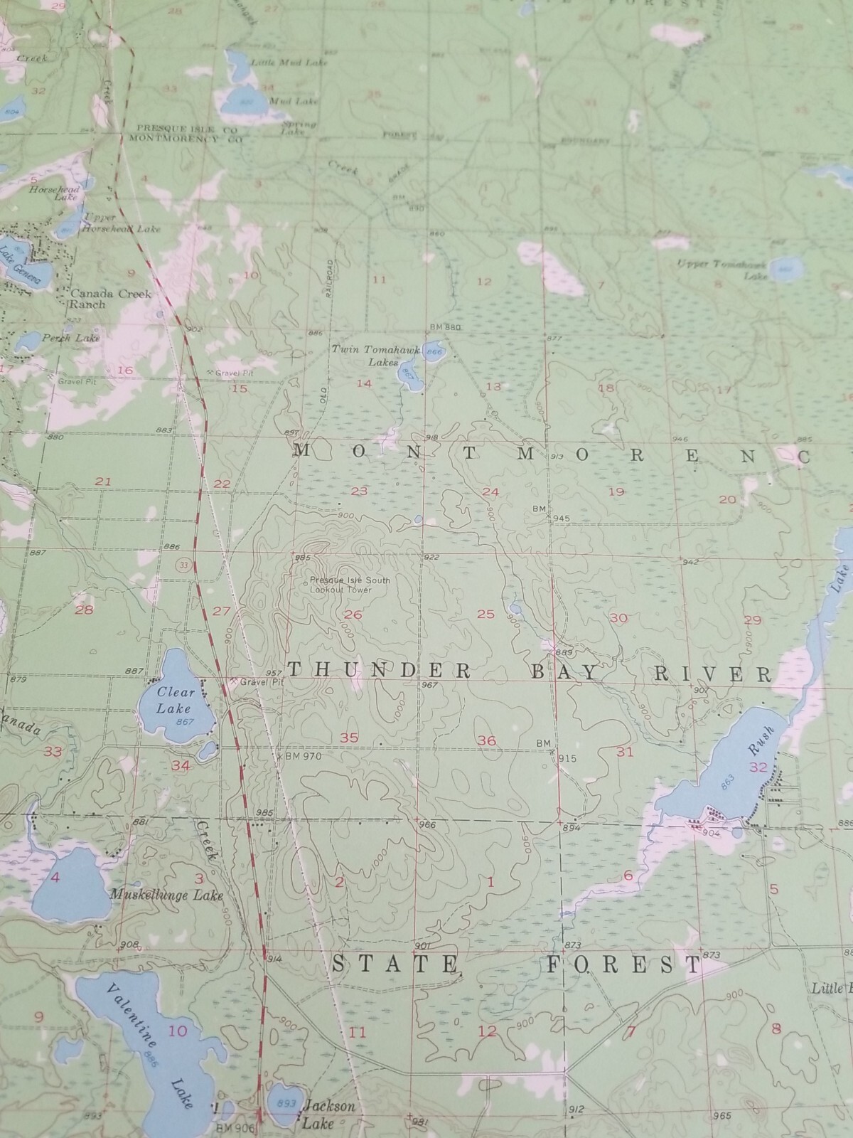 ATLANTA MICHIGAN ORIGINAL 1955 USGS QUADRANGLE 17X21 MAP EXCELLENT CONDITION