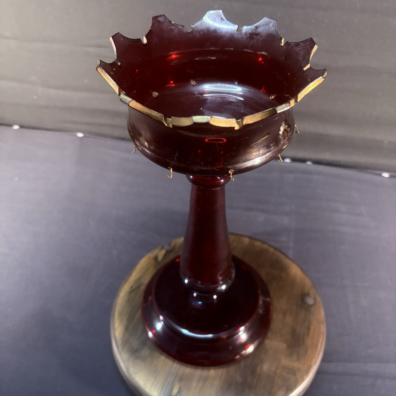 19th Century Bohemian Ruby Glass Mantle Luster 1860-1880 12″ Tall 6″ Diameter