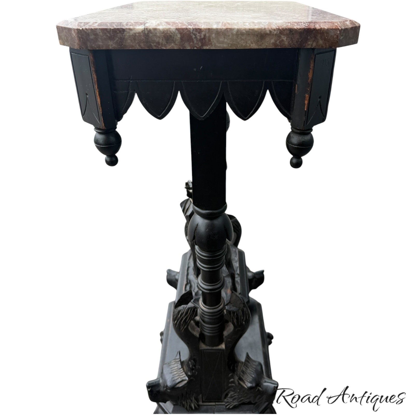 Antique victorian aesthetic ebonized stork pedestal winged bird Boston 1880