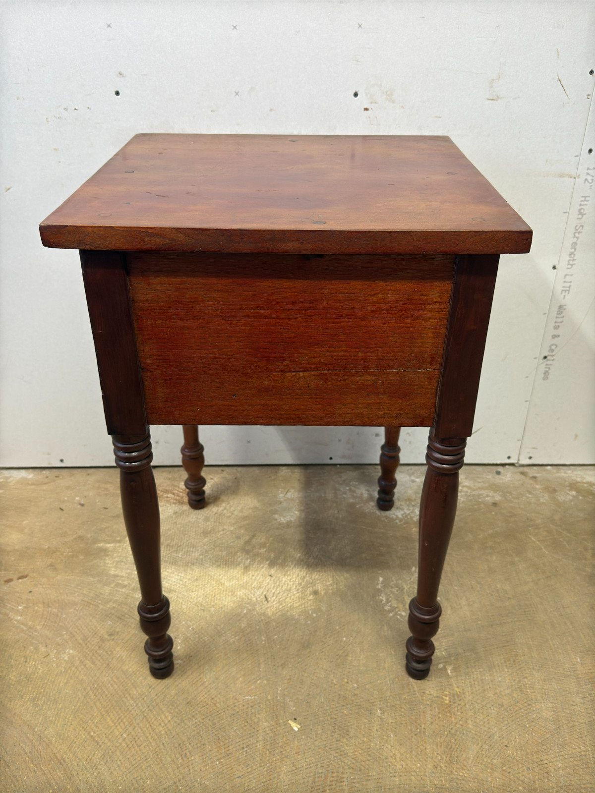 antique Birdseye maple & cherry red wash 2 drawer table stand Country Farm