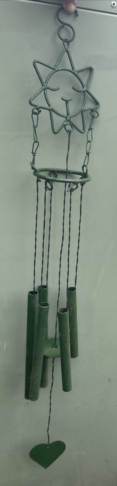 Vintage Metal Wind Chime Rustic Country Primitive Sun Star 35” x 5”