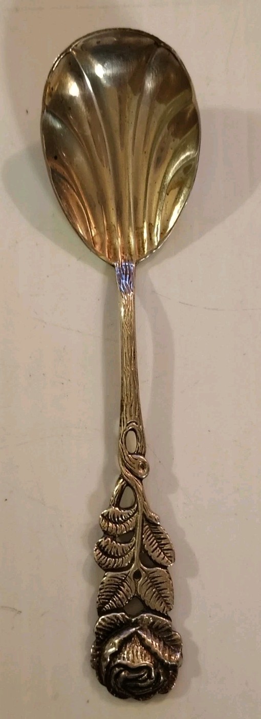 Hildesheimer Rose SUGAR SPOON 800 Silver Germany Art Nouv Antiko 1930s FREE SHIP