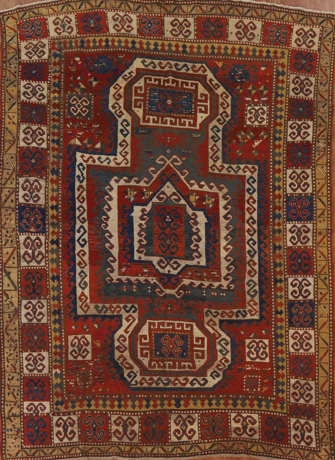 Pre-1900 Antique Kazak Area Rug 6×9 Vegetable Dye Hand-knotted Tribal Carpet