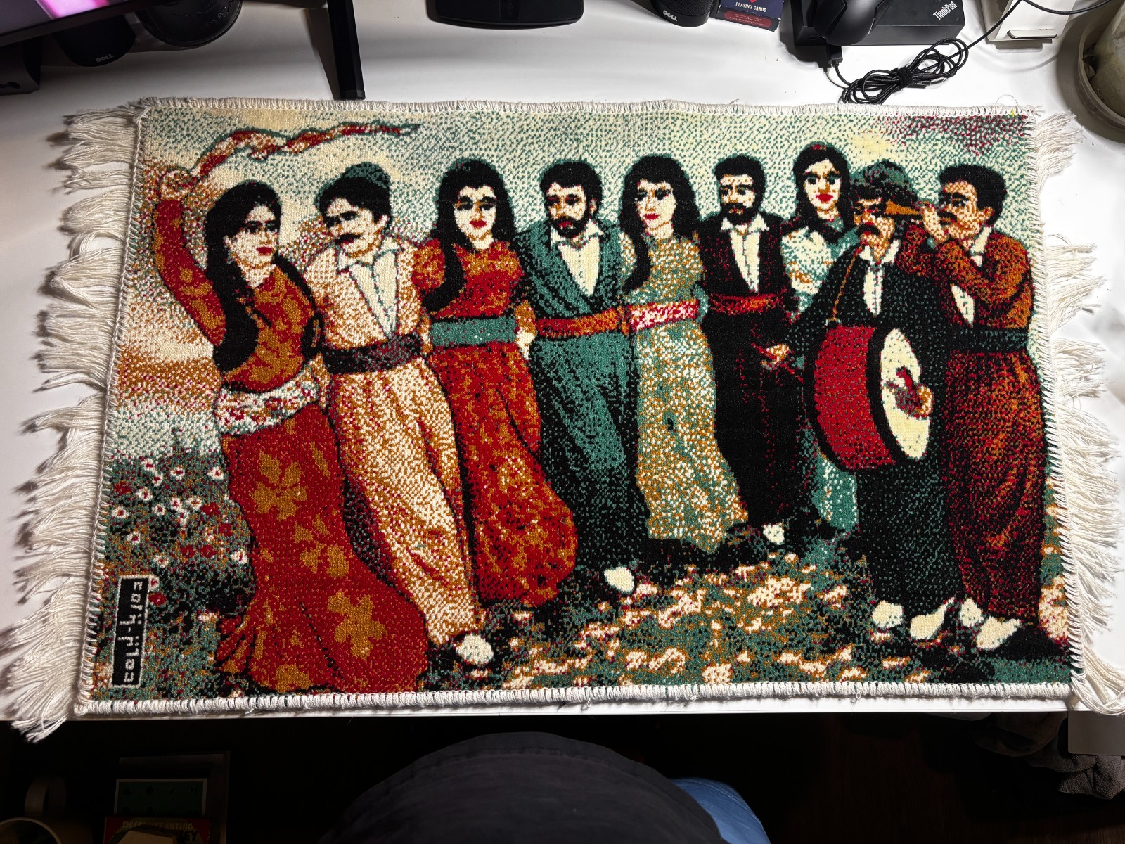 Vintage Zafarbaft Pictorial Rug Wall Hanging – Aleppo Made Kurdish Dance