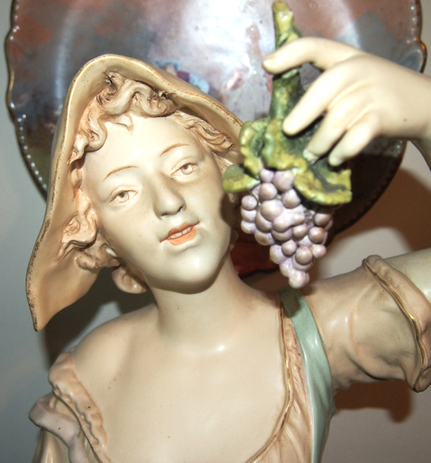 Rare Antique Ernst Wahliss 29″ Tall Amphora Porcelain Harvest Maiden Figurine