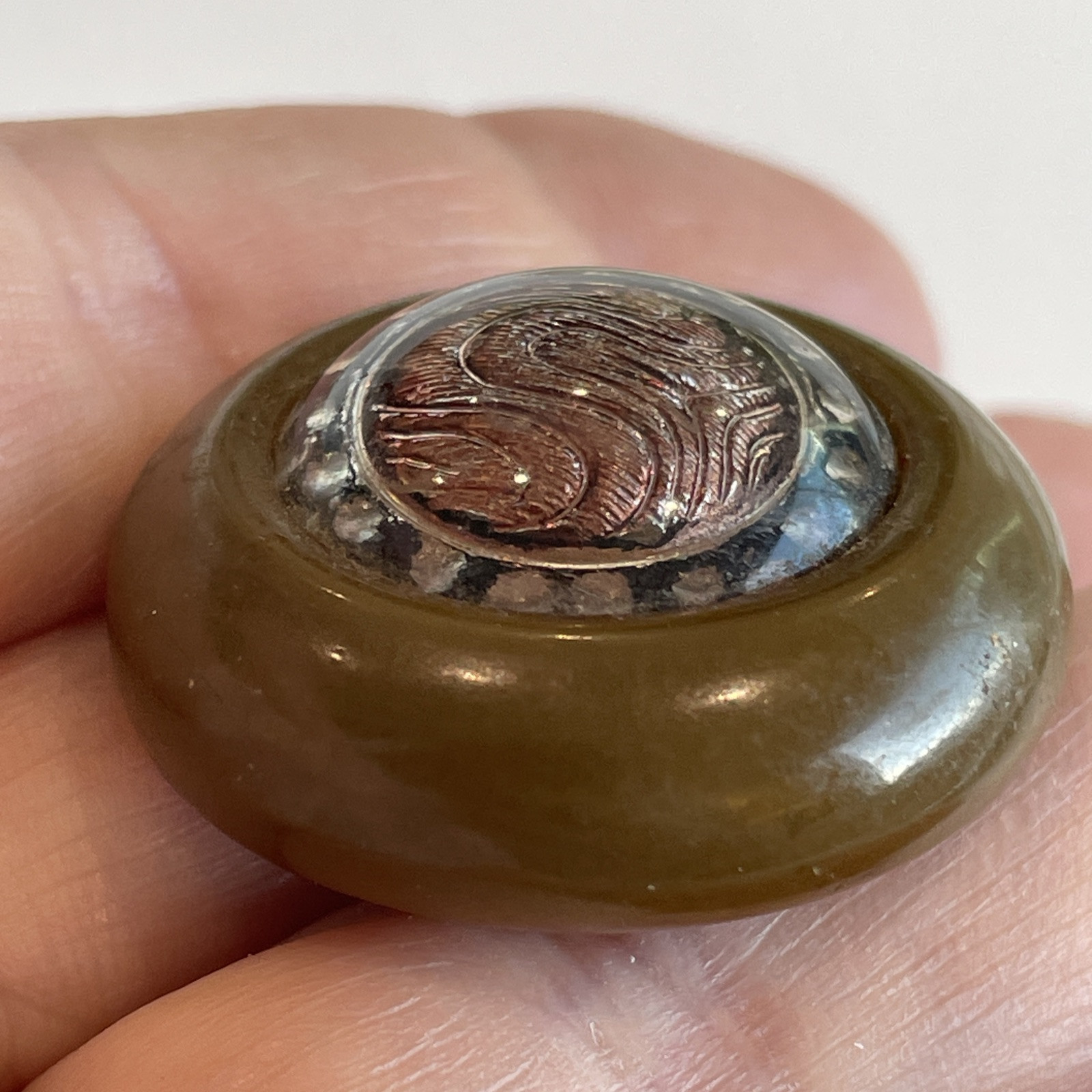 Mixed Material Antique Button 1 1/4”