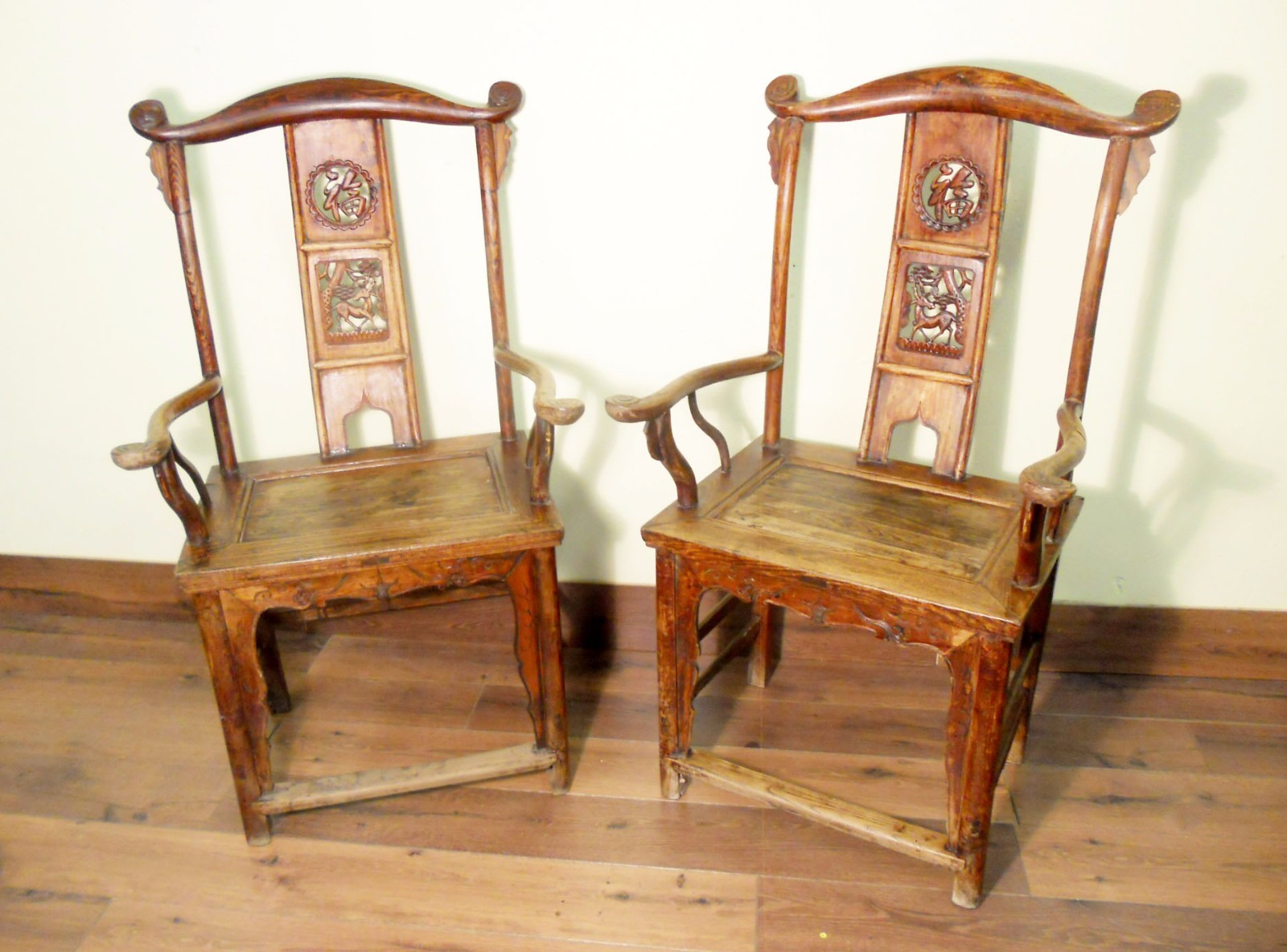 Antique Chinese High Back Arm Chairs (5637) (Pair), Circa 1800-1849