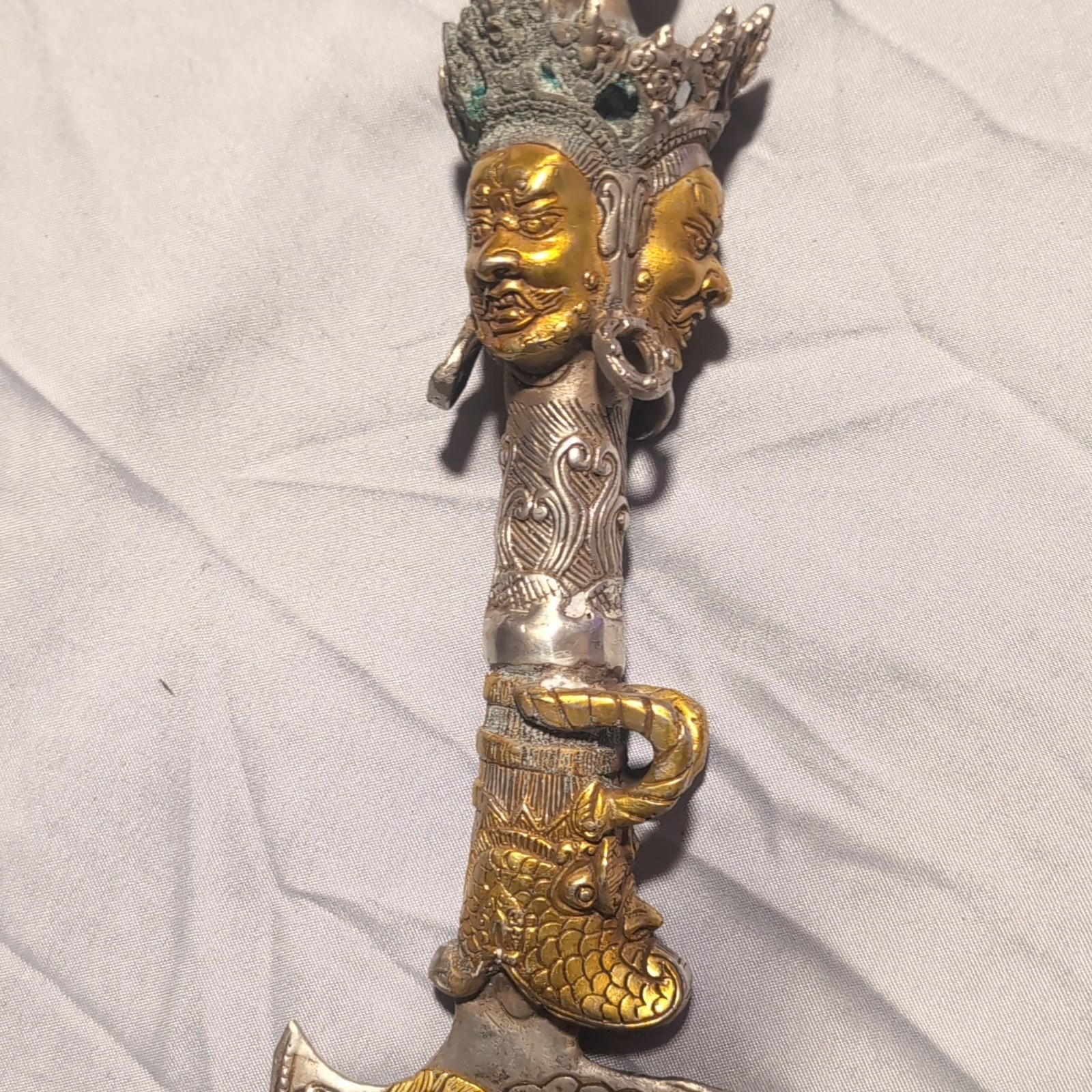Rare antique Buddhism Tibetan Bronze Mahakala Dorje Vajra Phurpa Faqi Dagger
