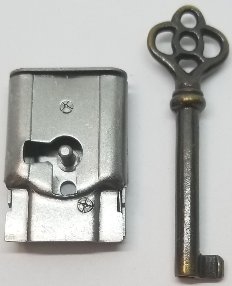 Full Mortise Lock Skeleton Key 1-1/2″ X 1″ right antique vintage old desk drawer
