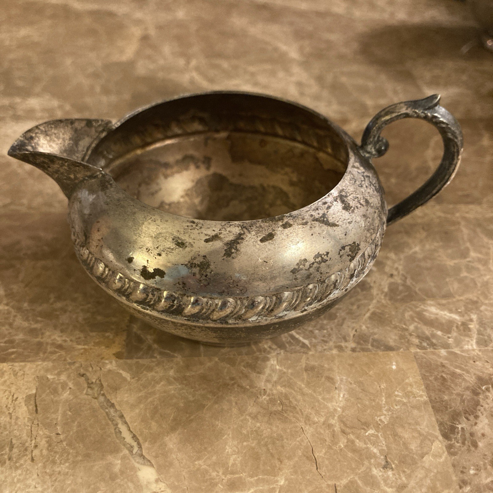 Vintage Sheridan Silver on Copper Creamer Marked with Crown and Shield