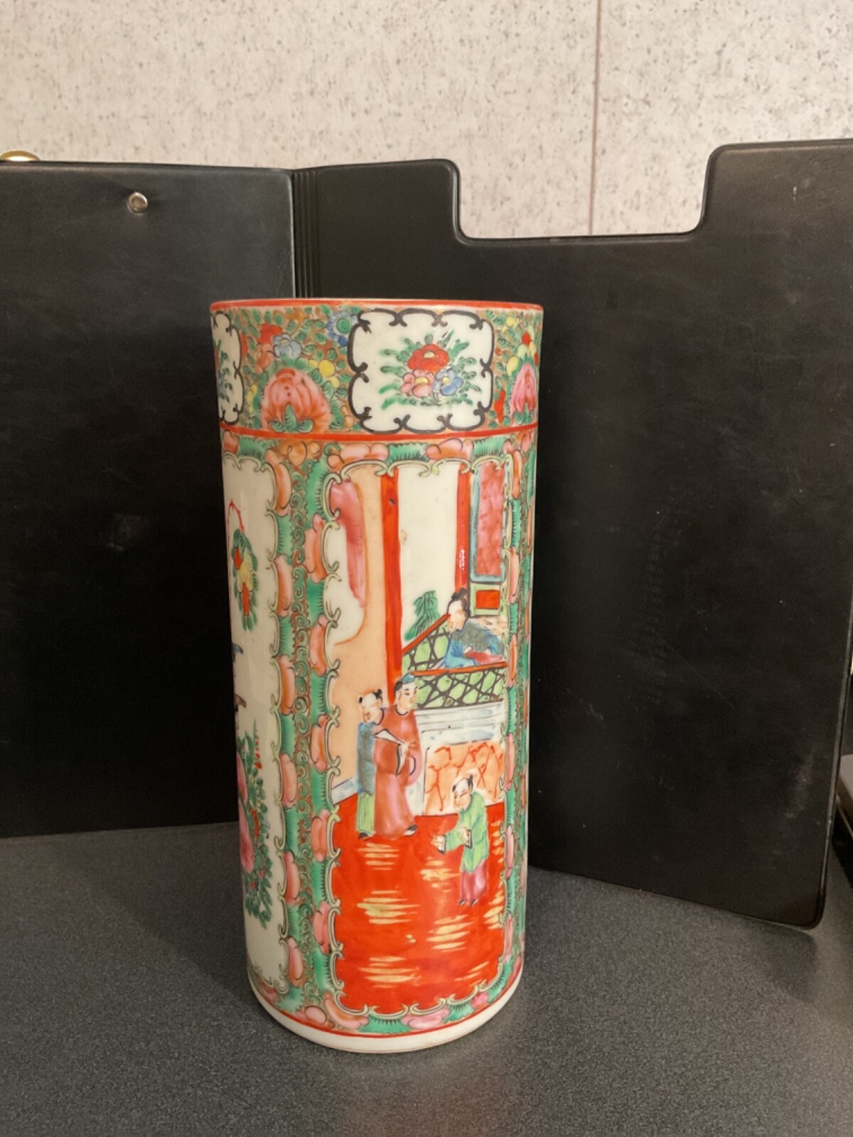 vintage hand-painted porcelain vase from China,”Rose Medalion” 1930’s?