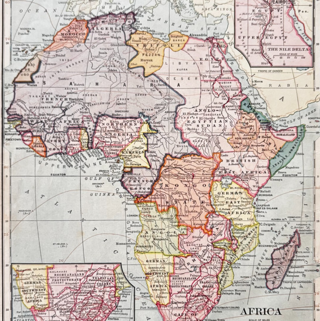 1898 Map Africa Continent Victorian History Geography Atlas Print DWXX1