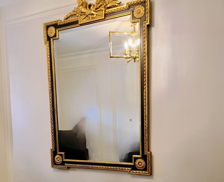 Large Vintage Black and Gold Wall Mirror antique rare discontinued decorative