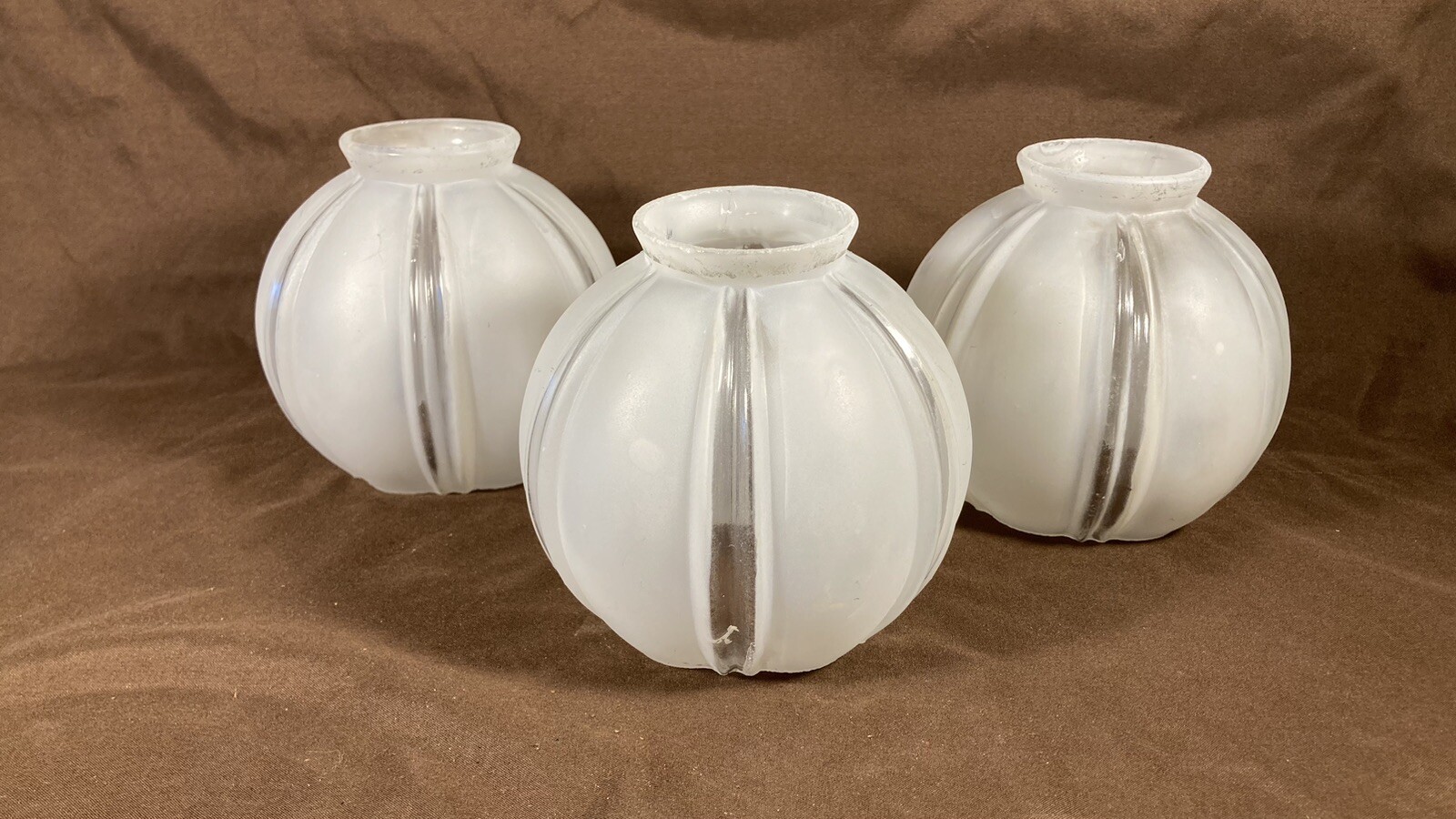 3 Antique Original Art Deco Arts Crafts Glass Chandelier Light Replacement Shade