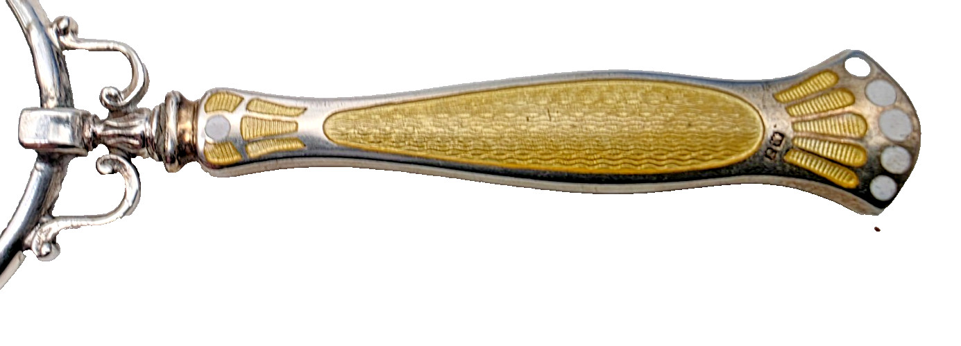 VERY NICE SOLID STERLING SILVER ENAMEL MAGNIFYING GLASS BIRMINGHAM 1933
