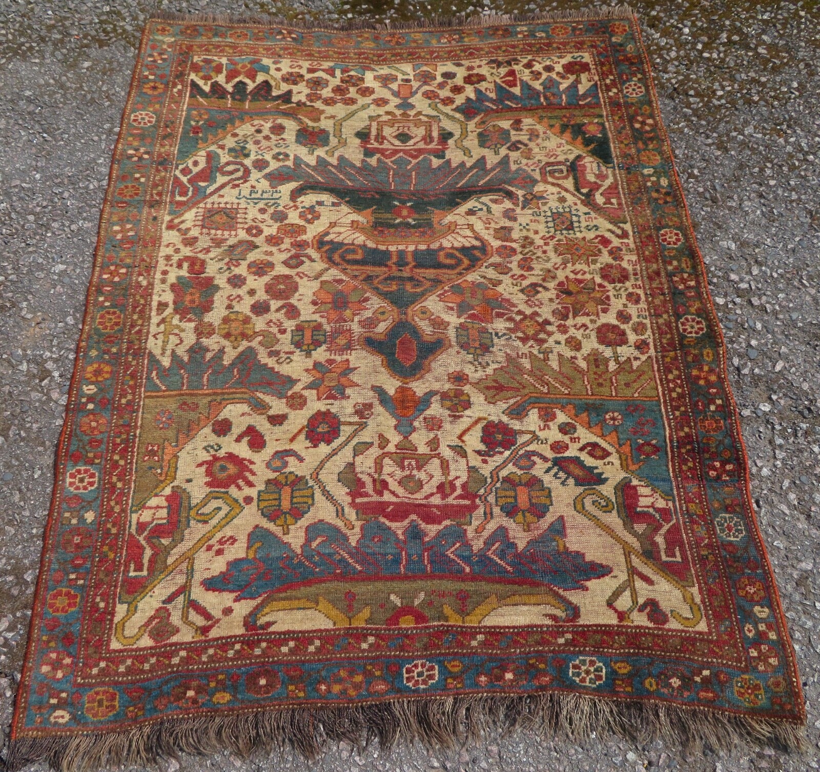 Dated Antique Oriental Tribal Rug. 178cm X 135.