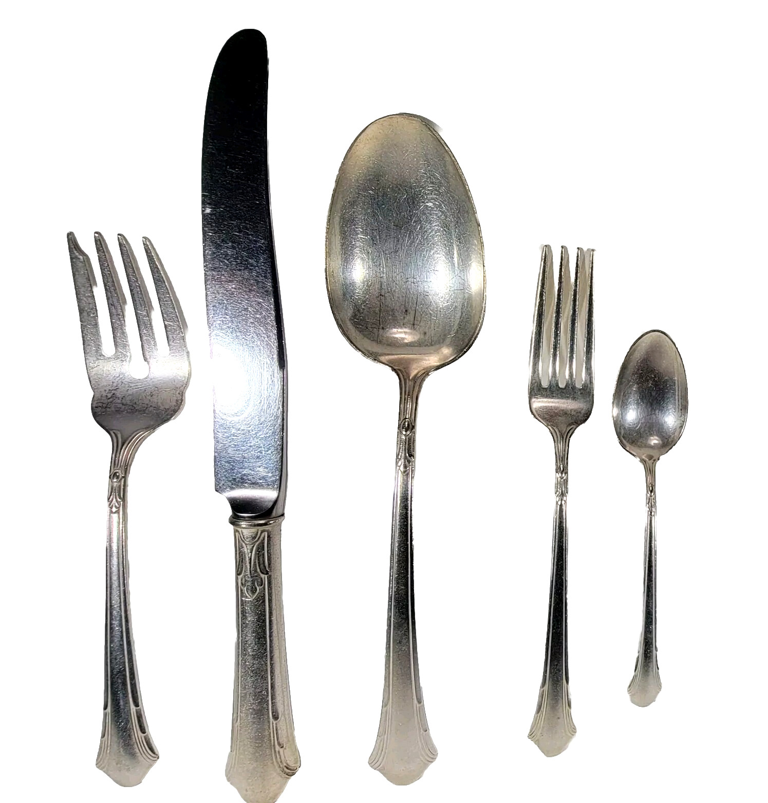 Silverplate Gorham Lady Caroline Place Setting (5), Spoon, Fork – No Monogram