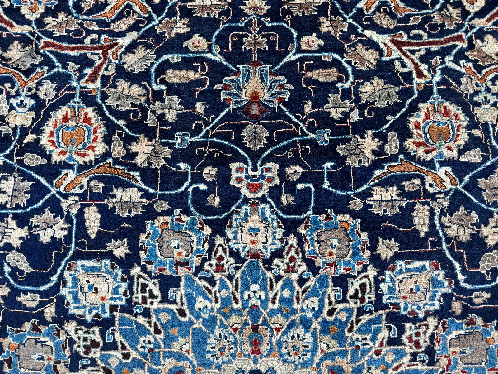 BLUE ANTIQUE RUG 10×13 FINE VINTAGE ORIENTAL hand-knotted handmade navy 10×14 ft