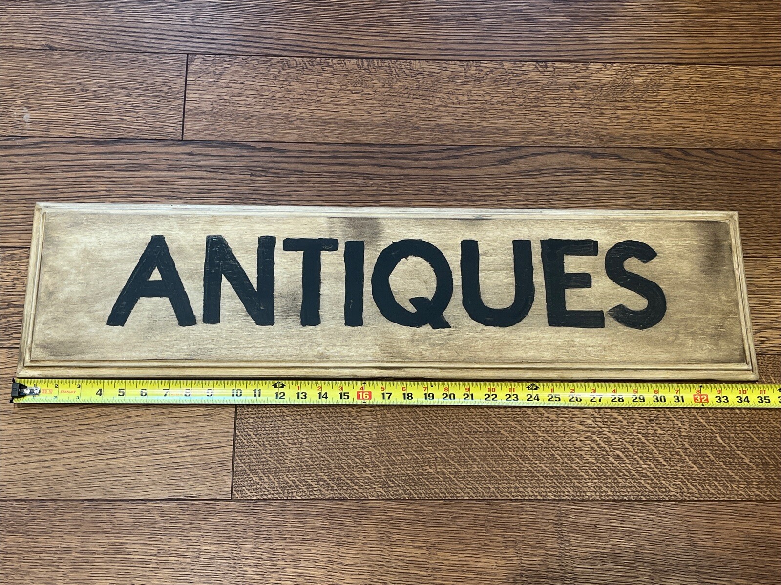 Primitive Antiques Store Shop Dealer 34″ Handmade Painted Country Oak Wood Sign