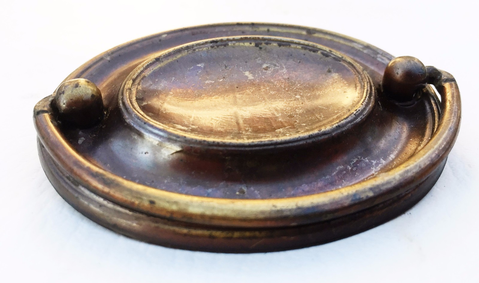 Hepplewhite Duncan Phyfe Brass Antique Hardware Oval Drawer Pull 2.5” Centers