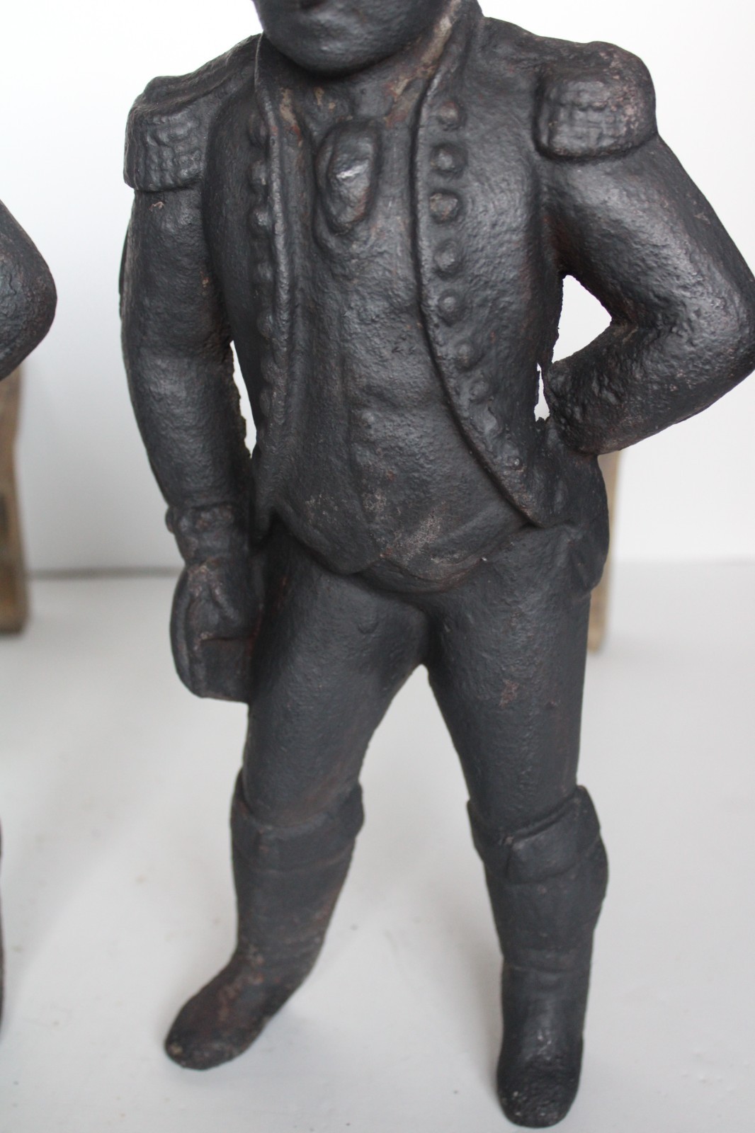 Antique 1876 Centennial George Washington Cast Iron Andirons, Appomattox, VA.