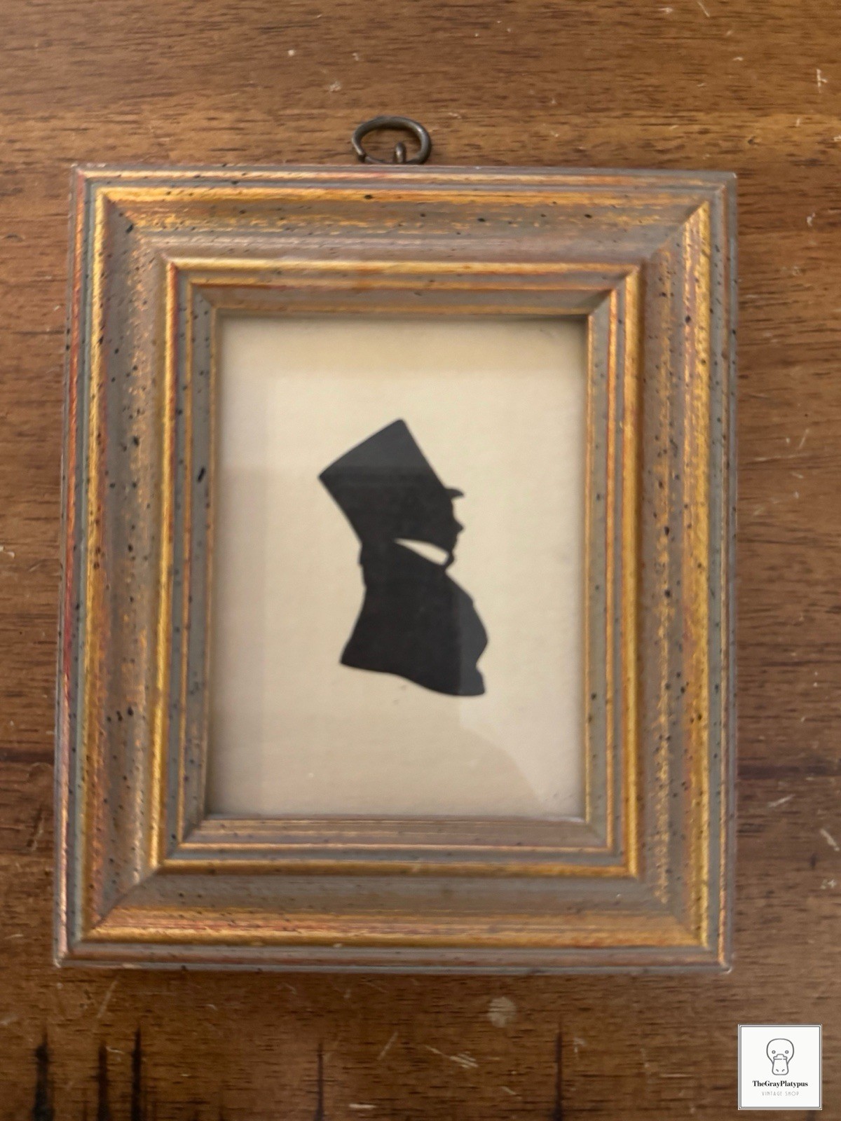 Antique Painted Silhouette Portrait Miniature Picture of a Man Framed 4″ x 4.5″