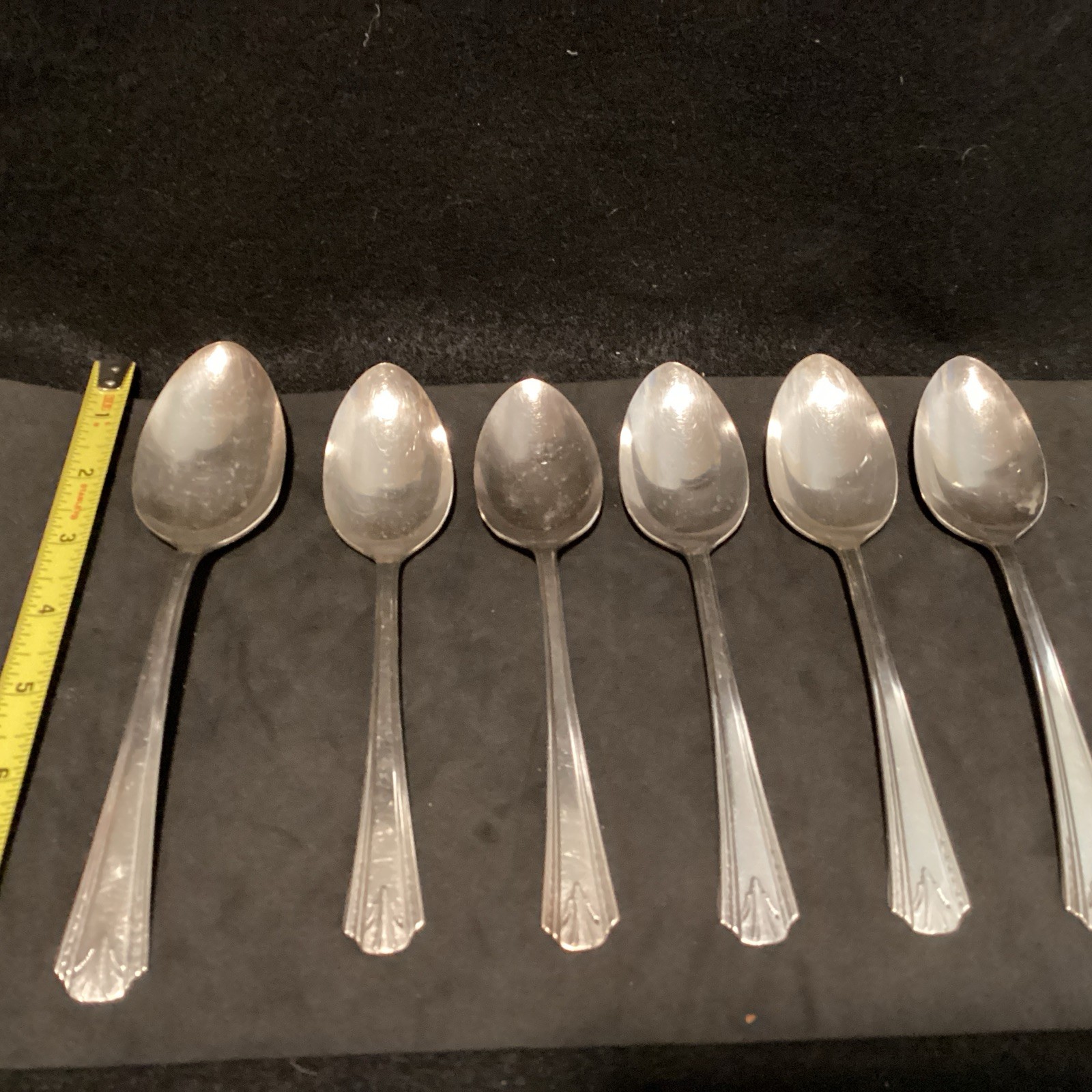 “VERNON” Silverplate, 5 Soups-7”, 1 Serving Spoon-8”