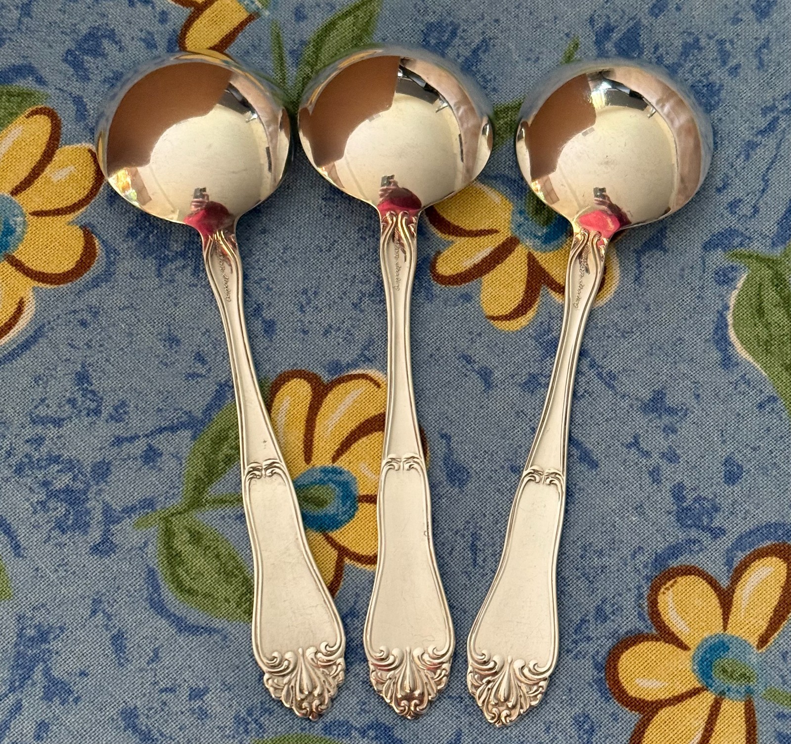 Amston Silver Champlain Sterling Round Bowl Soup (Gumbo) Spoon, Set of 3, 4.06OZ