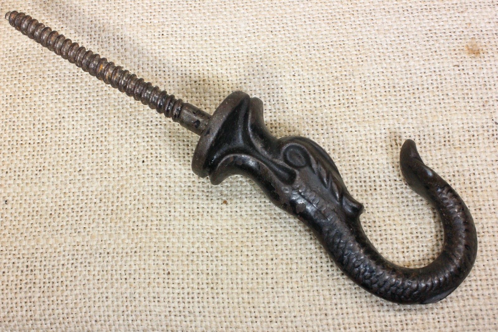 Old Ceiling Lamp Hook Sea Serpent Dolphin Bird Cage Hanger Vintage Paint Iron