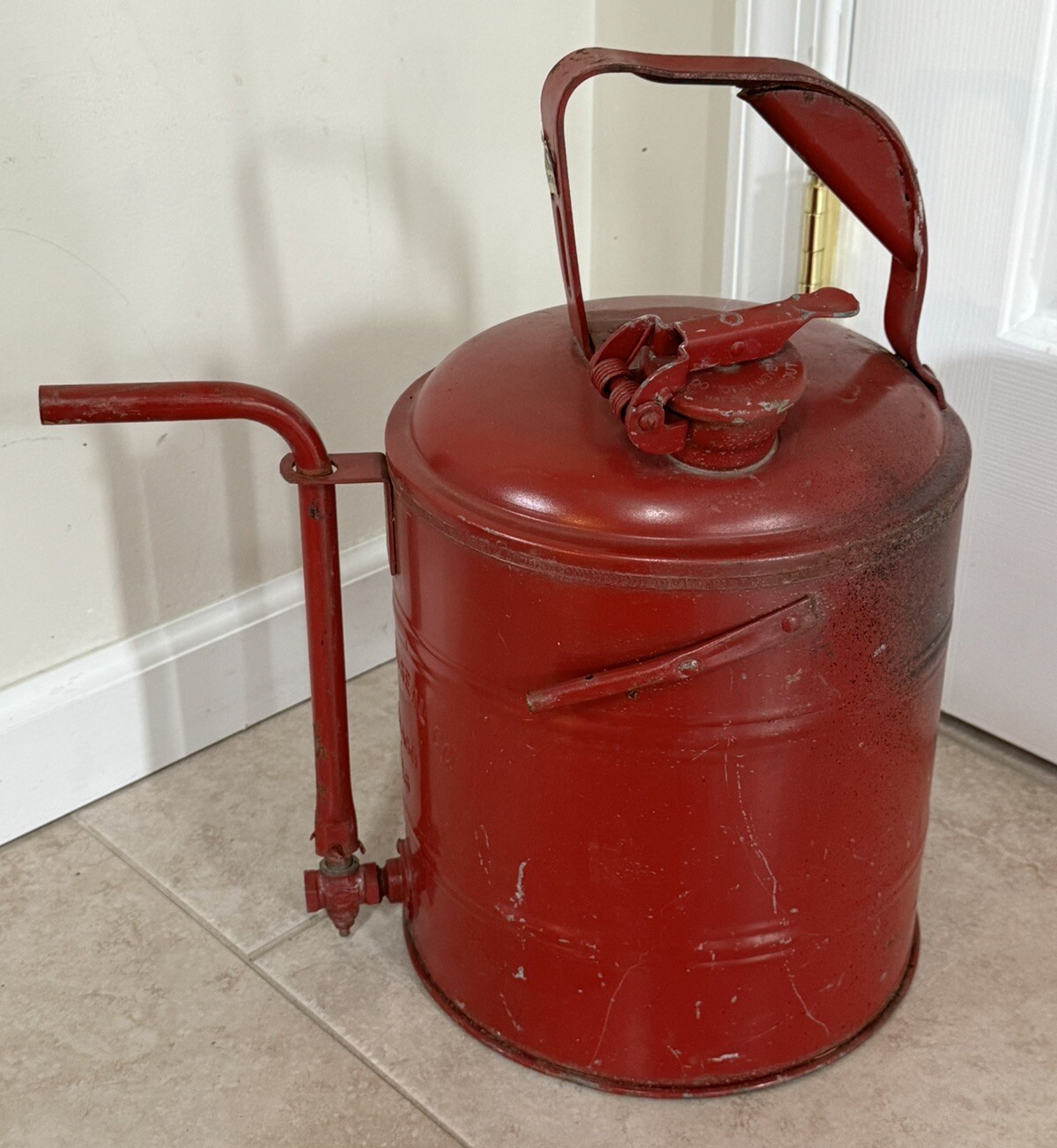 Antique Protectoseal Gas Can Chicago #216 Gasoline Drip Touch 3 Gallon Metal Can