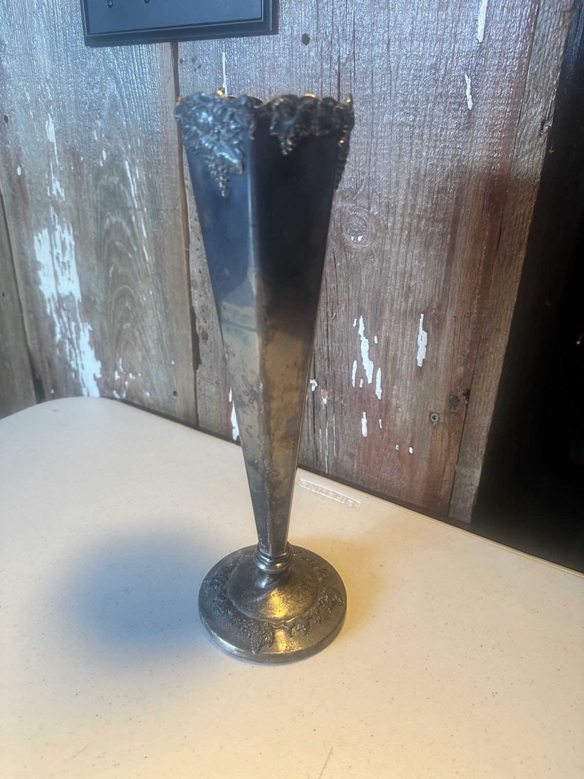 Vintage Art Deco Style Silver Plate Trumpet Vase E.G. Webster