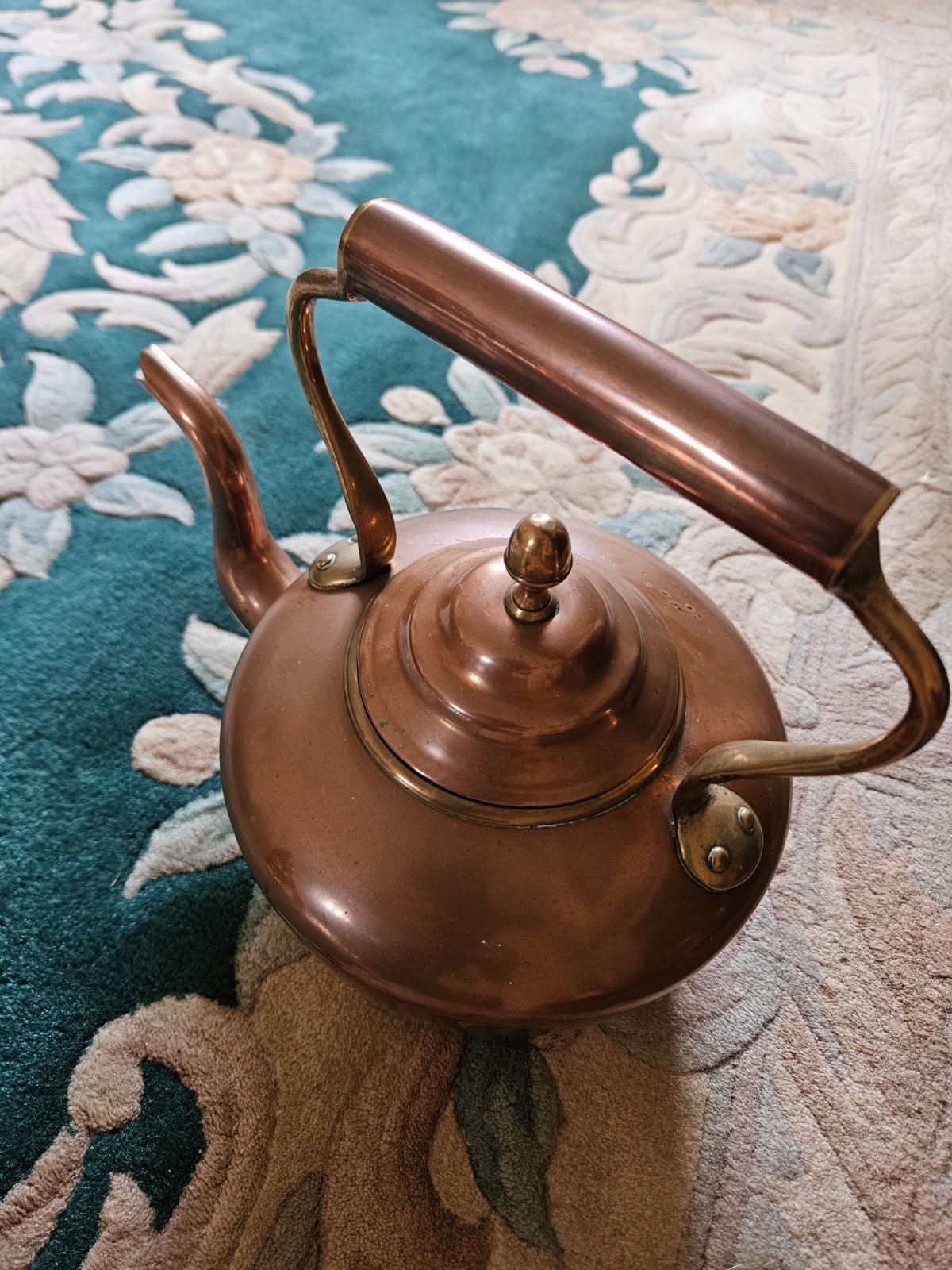 Medium Victorian Copper & Brass Kettle 10 inch High