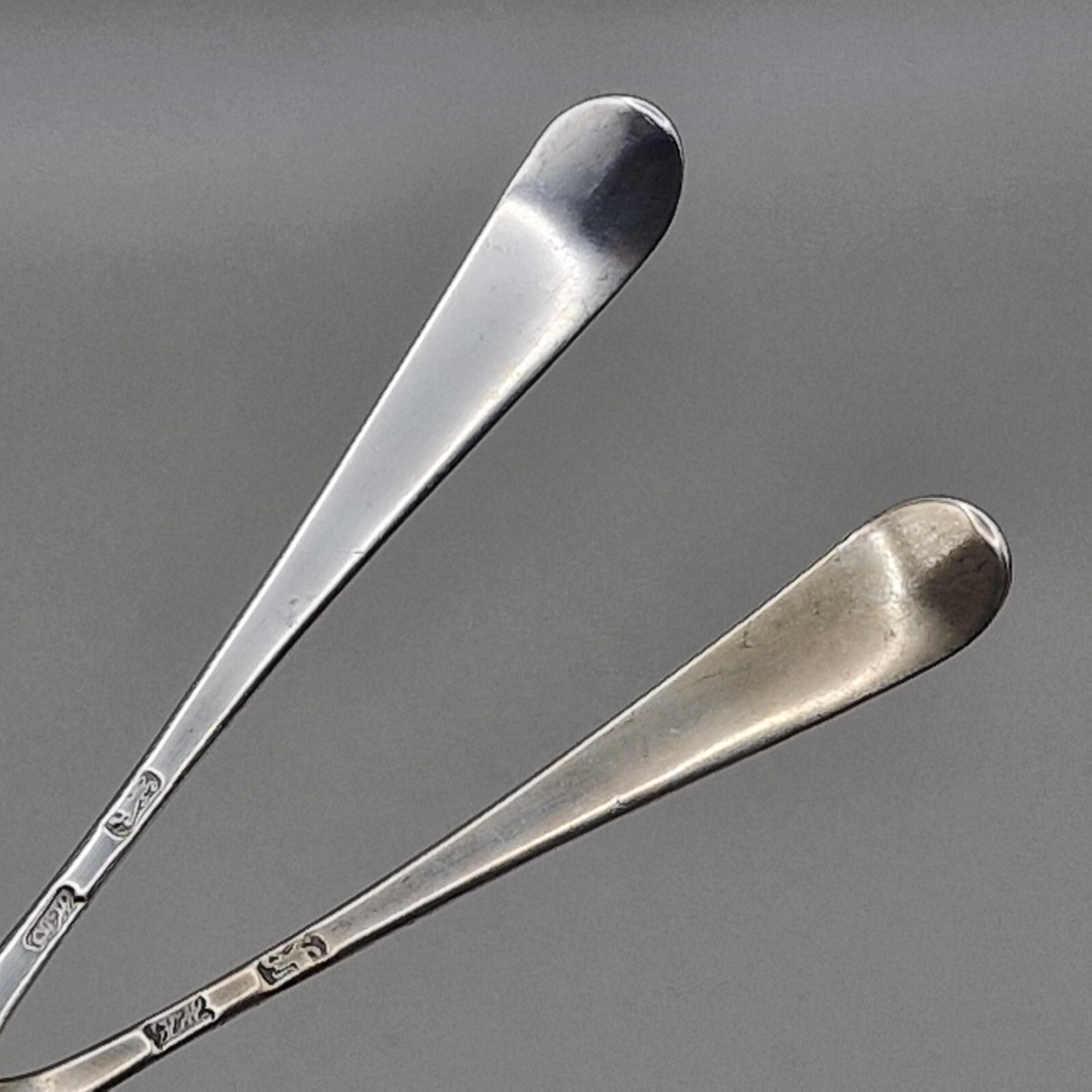 Pair of Solid Silver Salt/Mustard Spoons by Hester Bateman 1780