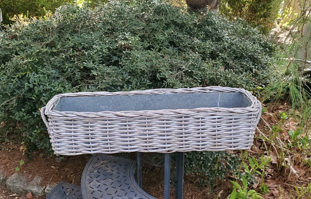 Wicker Window Box Flower Planter w/ handles Garden Architecture Country Kitchen